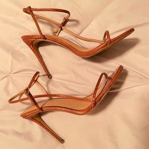 Express Strappy Crocodile Embossed Heels